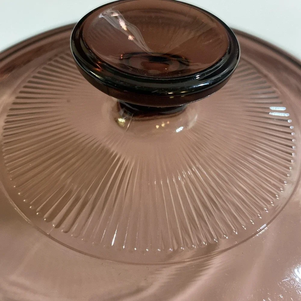 Vintage Pyrex‎ Cranberry Glass Lid V2 5C Diameter 8.5